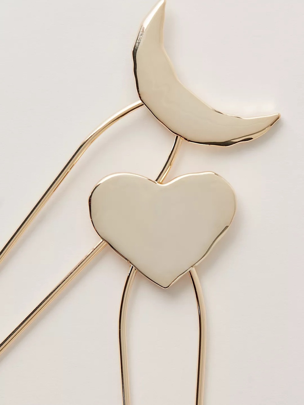 NWT FREE PEOPLE Glistening Gold-Plated Hair Pin | Gold Heart MSRP $48
